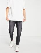 Asos Design Cone Mill Denim Classic Rigid 'american Classic' Jeans In Washed Black