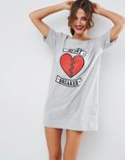 Asos Valentines Heartbreaker Oversized Sleep Tee - Multi