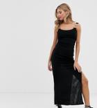 Another Reason Fitted Midi Dress With Ring Detail-black