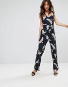 Only Bird Print Jumpsuit - Blue