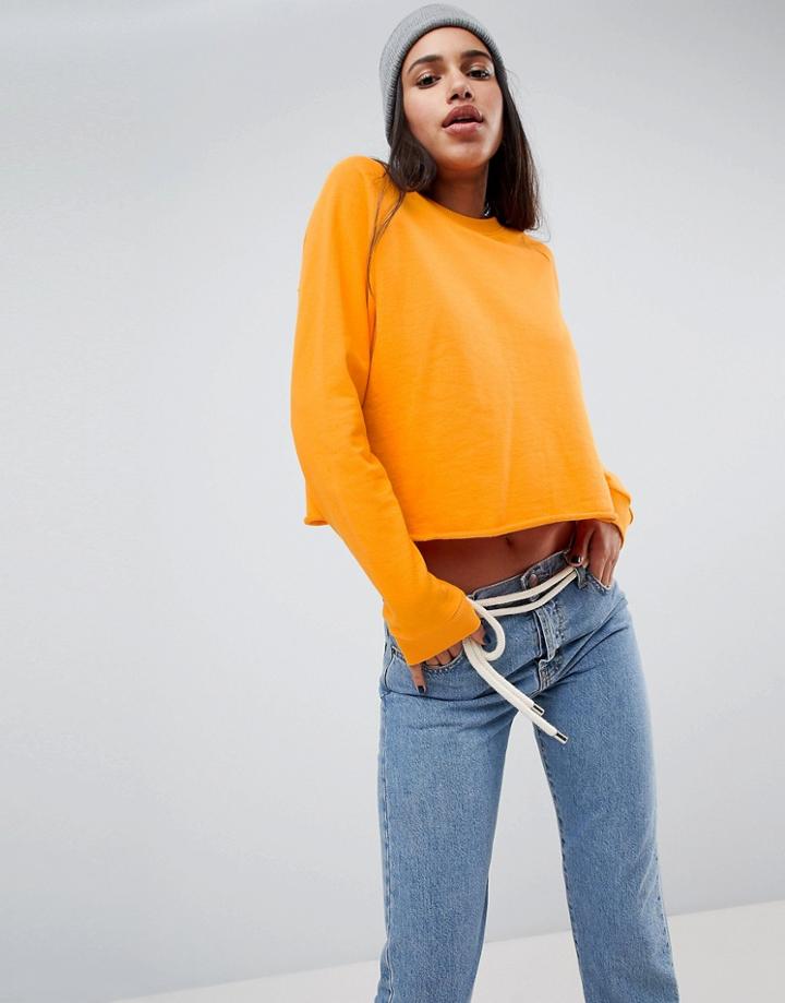Asos Swing Sweatshirt With Raw Hem - Yellow