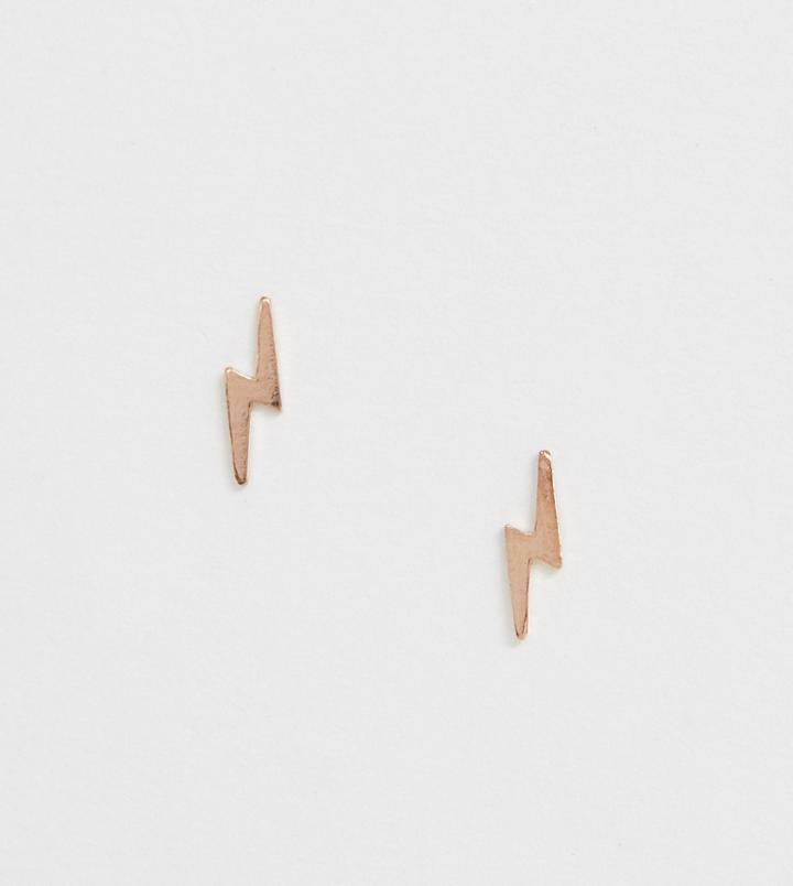 Kingsley Ryan Sterling Silver Rose Gold Plated Lightning Bolt Earrings - Gold