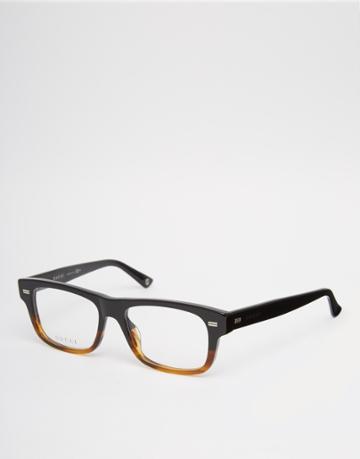 Gucci Square Clear Lens Glasses In Tort - Brown