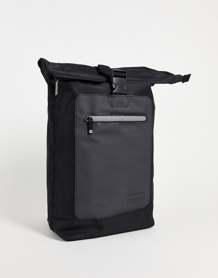 Ben Sherman Roll Top Backpack In Black