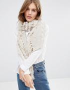 Pieces Petina Knitted Scarf - Cream
