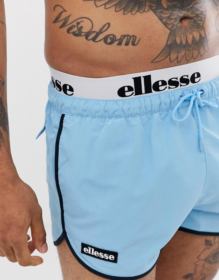Ellesse Nasello Swim Short With Layered Waistband In Blue