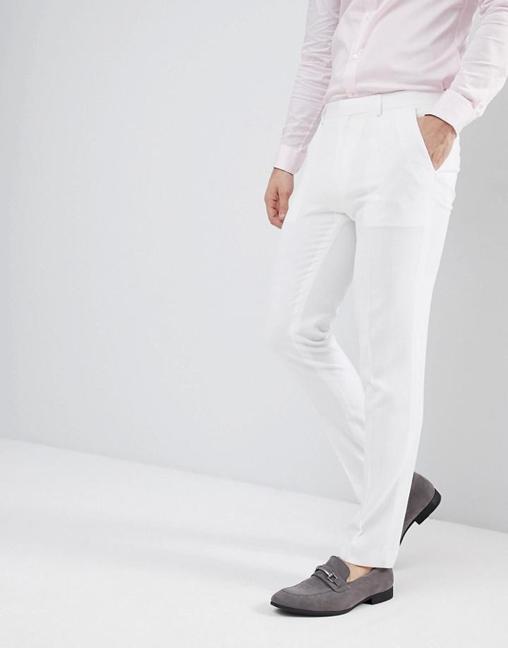 Asos Wedding Skinny Suit Pants In Cream Cross Hatch - Cream
