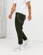 Asos Design Jeans Chain With Dice And Chain Detail In Silver Tone