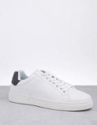 French Connection Contrast Heel Sneakers In White And Gray