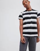 Huf Worldwide Stripe Repeat Logo T-shirt In Black