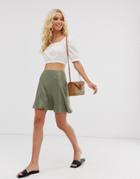 & Other Stories Satin Mini Skirt In Sage Green