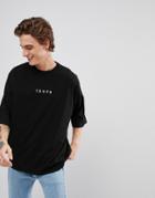 Asos Oversized T-shirt With Tempo Embroidery - Black