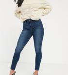 Vero Moda Petite Skinny Jeans With High Waist In Mid Wash Blue-blues