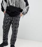 Asos Design Plus Festival Tapered Pants In Black Geo-tribal Print - Black