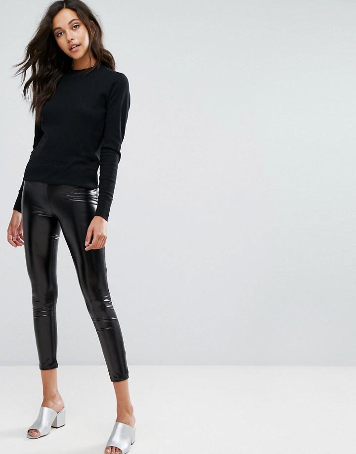 Miss Selfridge Metallic High Rise Leggings - Black