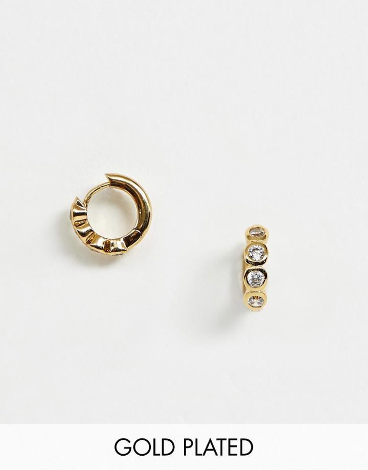 Orelia Gold Plated Large Crystal Huggie Hoop Earrings