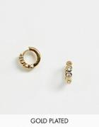 Orelia Gold Plated Large Crystal Huggie Hoop Earrings