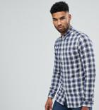 Selected Homme Tall Regular Fit Shirt In Brushed Gingham Flannel - Navy