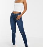 New Look Tall Ripped Skinny Jeans In Blue - Blue