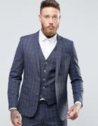 Harry Brown Windowpane Check Slim Fit Suit Jacket - Blue