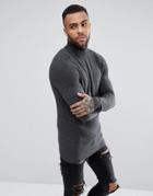Pull & Bear Textured Roll Neck Sweater In Dark Gray - Gray