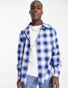 Il Sarto Oversized Checked Shirt With Back Print In Blue-gray