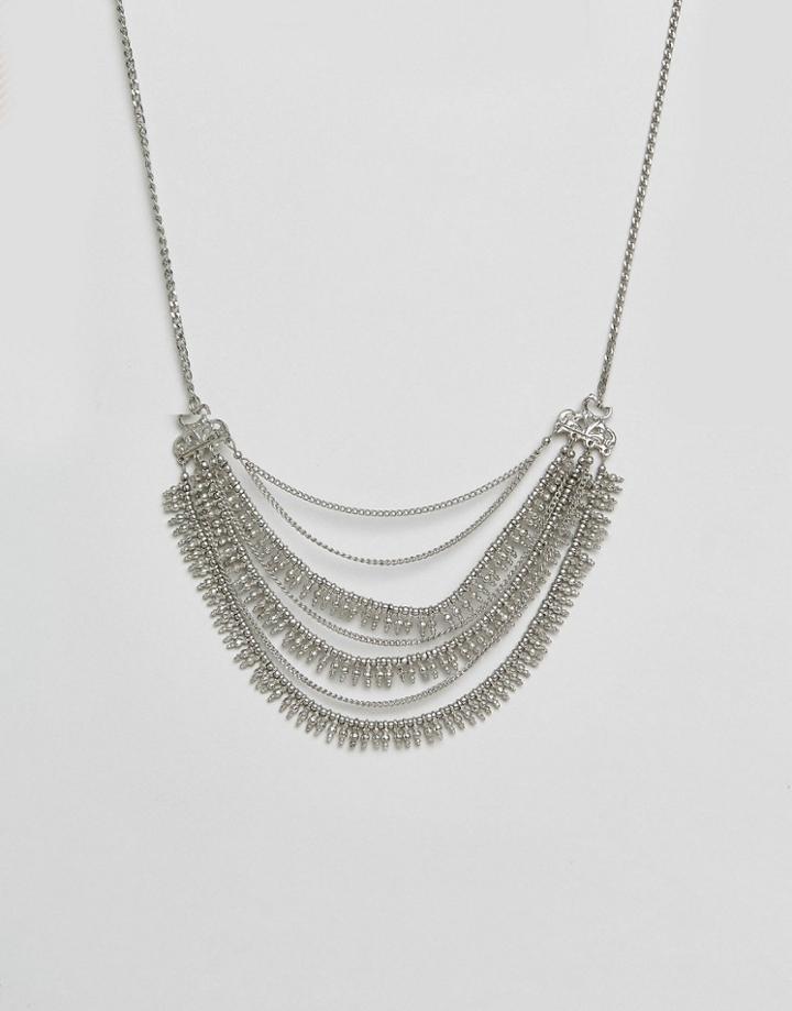 Pieces Multi Row Necklace - Silver