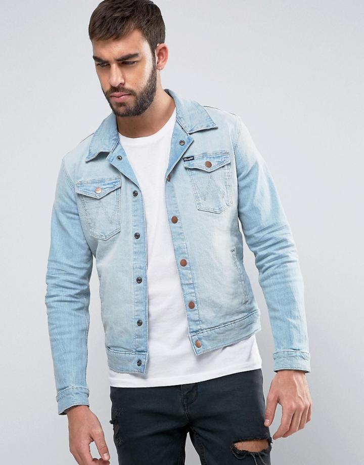 Wrangler Slim Fit Denim Jacket Beach Bleach - Blue