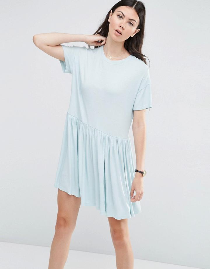 Asos Rib Smock Dress - Duck Egg