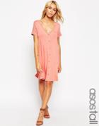 Asos Tall Swing Dress With Button Front - Black