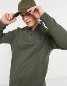 Threadbare 1/4 Zip Mix And Match Sweatshirt In Dark Khaki-green
