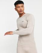 Asos 4505 Muscle Fit Training Long Sleeve T-shirt With Seam Detail-neutral