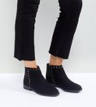 Faith Wide Fit Werlin Studded Flat Ankle Boots-black