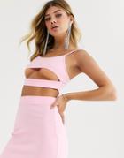Fashionkilla Going Out Cut Out Crop Top In Rose - Pink