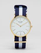 Reclaimed Vintage Navy Stripe Canvas Watch With White Dial - Navy
