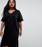 Boohoo Plus Oversized Midi T-shirt Dress - Black