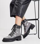 Asos Design Wide Fit Alix Hiker Boots In Check