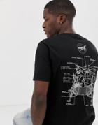 Asos Design Nasa Relaxed Fit T-shirt With Back Foil Print - Black