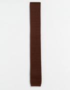Asos Knitted Tie In Brown - Brown