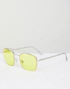 Jeepers Peepers Aviator Sunglasses With Yellow Tinted Lens - Silver