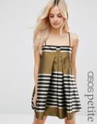 Asos Petite Jacquard Stripe Cami Mini Trapeze Dress - Multi