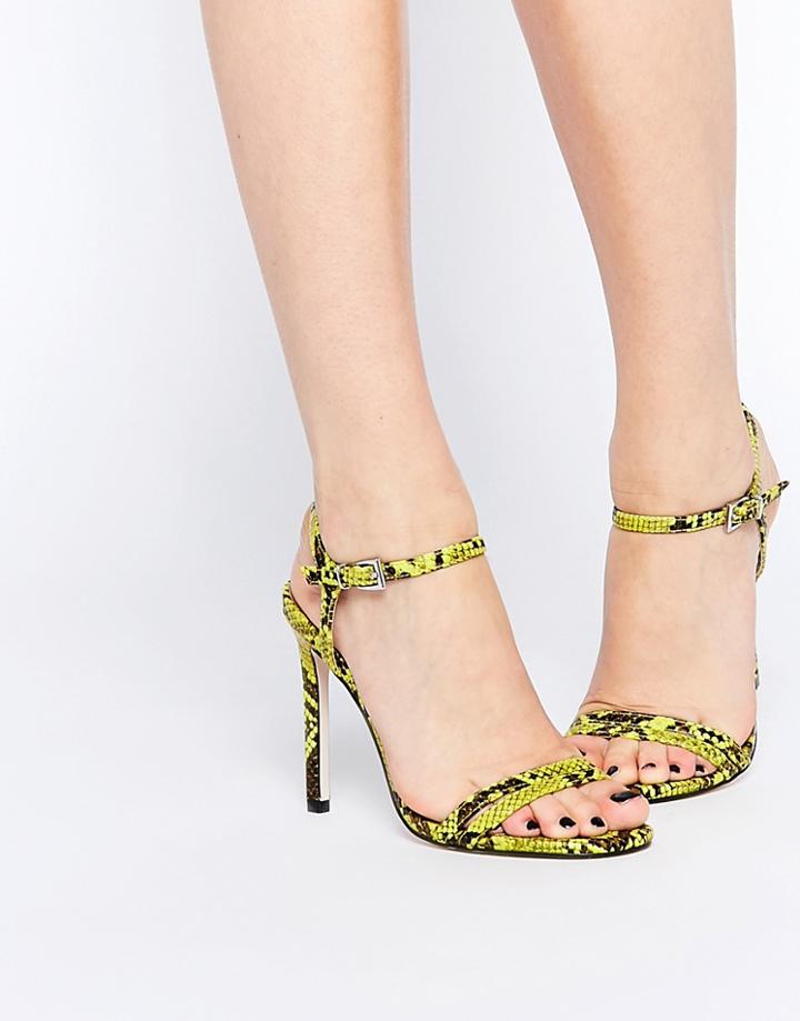 Asos Haphazard Heeled Sandals - Chartreuse Snake