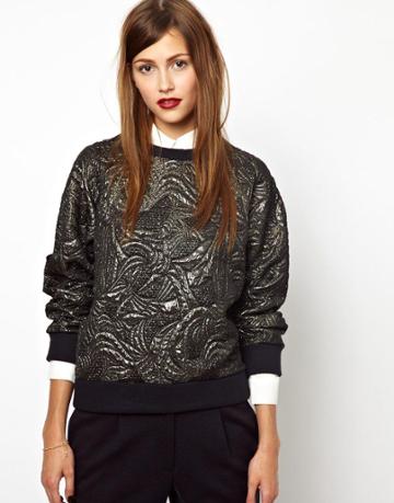 Les Prairies De Paris Woven Sweatshirt In Metallic Brocade