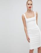 Vesper Square Neck Pencil Dress In White - White