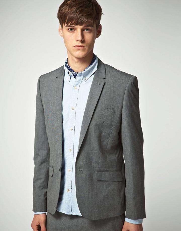 Asos Slim Fit Gray Suit Jacket - Gray