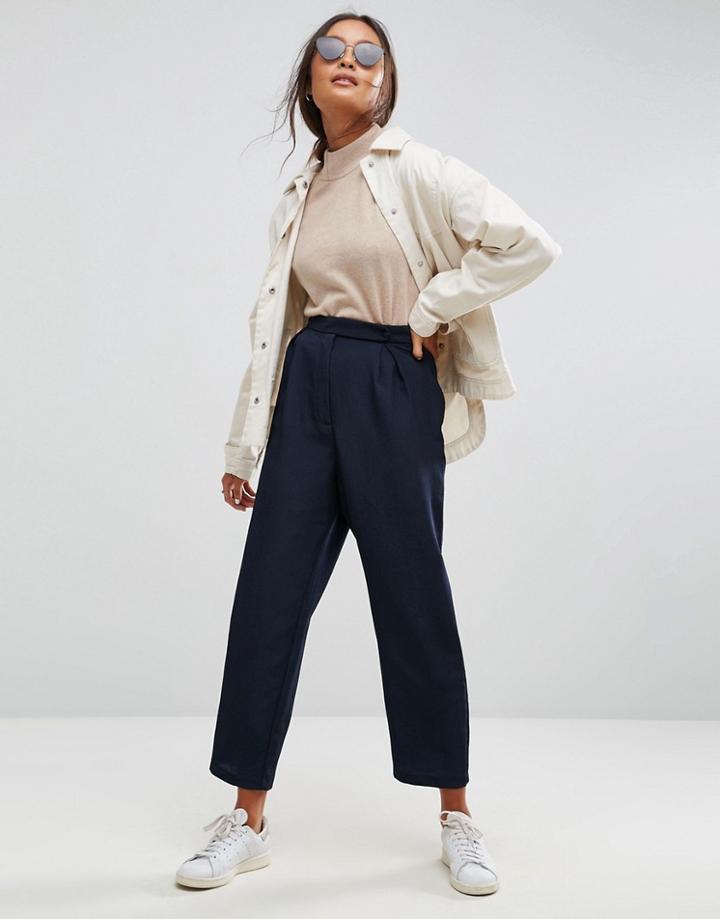 Asos Tapered Peg Pants - Navy