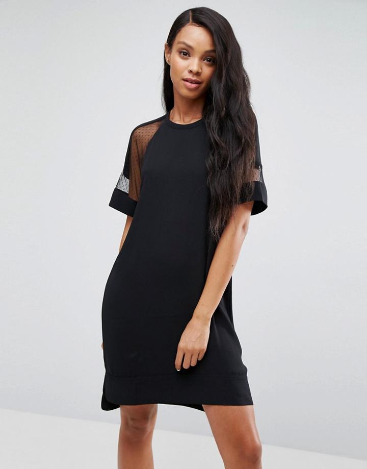 Samsoe & Samsoe Mouton Mesh Sleeve Dress - Black