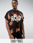 Asos Tall Acdc Extreme Oversized Band T-shirt With Bleach Splatter - Black