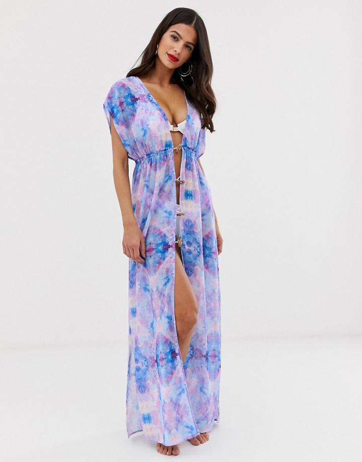 Unique21 Tie-dye Chiffon Maxi Caftan - Purple