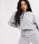Public Desire Curve Crop Sweatshirt Two-piece-gray
